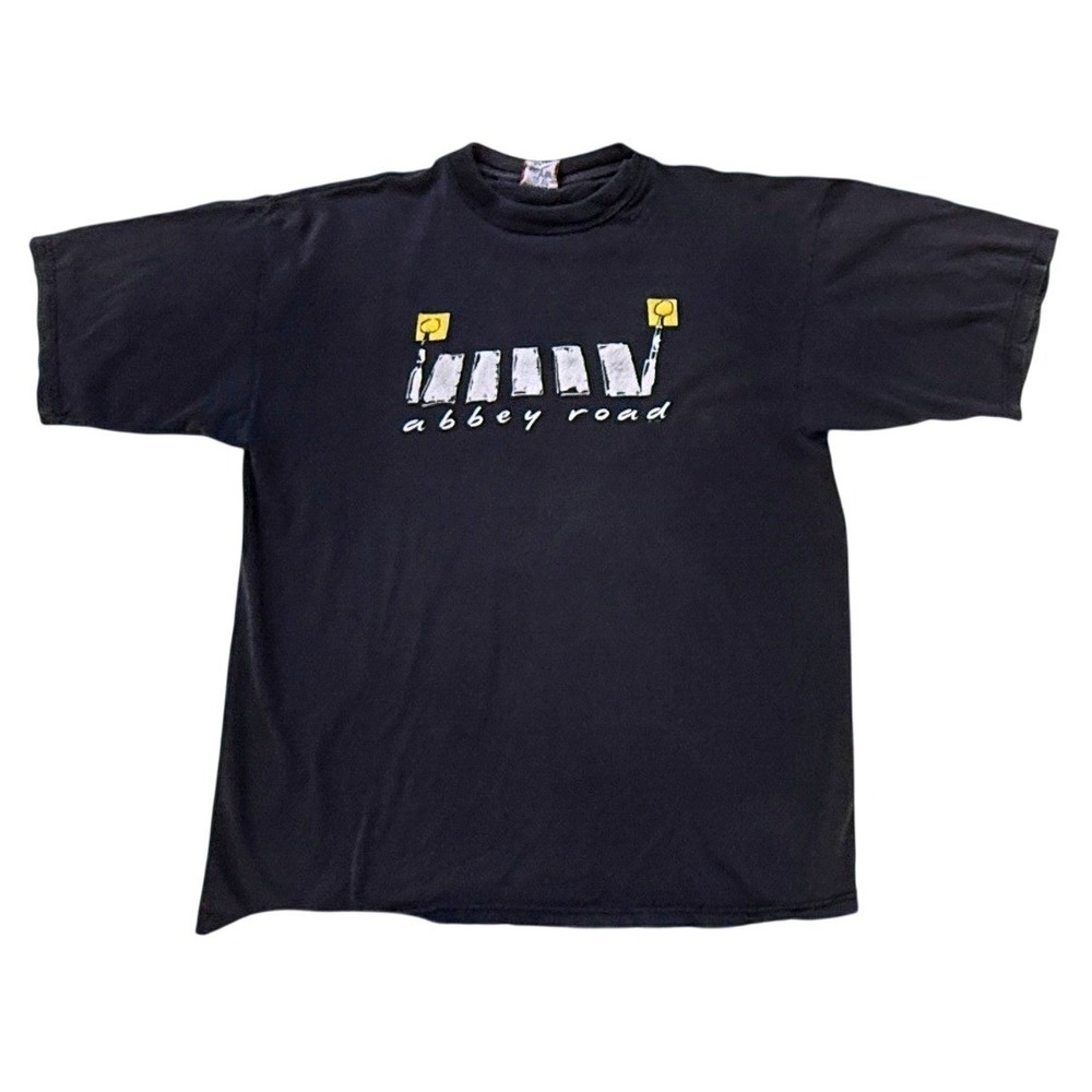 Vintage 90s Beatles Abbey Road T Shirt Men XL Crossroad Sierra Teez Black